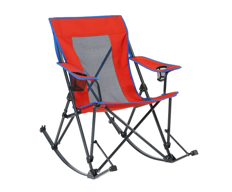 Oversized Deluxe Comfortable Portable Outdoor Wear-resistant and Breathable Rocking Camping Folding Chair With Cup Holder