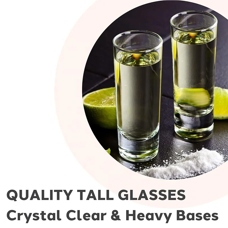 Tall Shot Glass with Heavy Base Tequila Shot Glasses Clear Glass Cup for Party