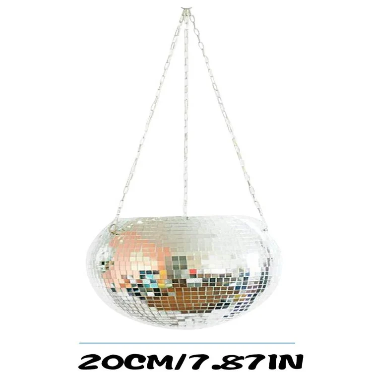 Disco Ball Planter,ball shape hanging flower pots Basket with Metal Macrame Rope Hanging Drainage