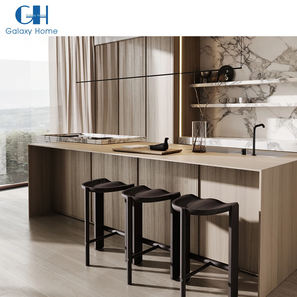 Wood Cabinet Set Dark Brown Full Complete Modern Style Furniture Kitchen Cupboard Units Kitchen Cabinet