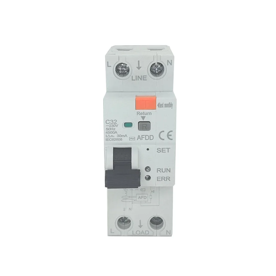 Single pole 1P+N 2P 3P 4P  C32 Arc Fault Circuit Interrupters Arc fault detection devices AFDD for UK market