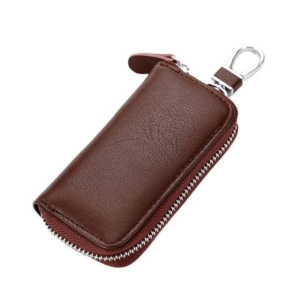 BSCI audit factory leather car key case bag wallet car key chain holder ring with 6 hooks snap closure,car key bag