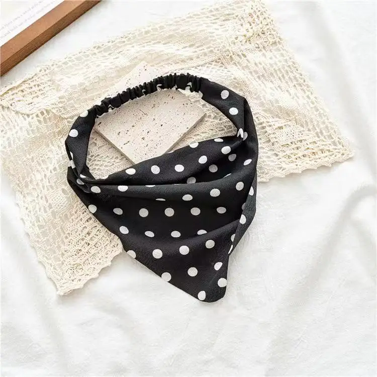 Fashion Triangle Chiffon Head Kerchief Triangle Bandanas Scarf Elastic Turban Boho Headbands Hair Bandanas for Women