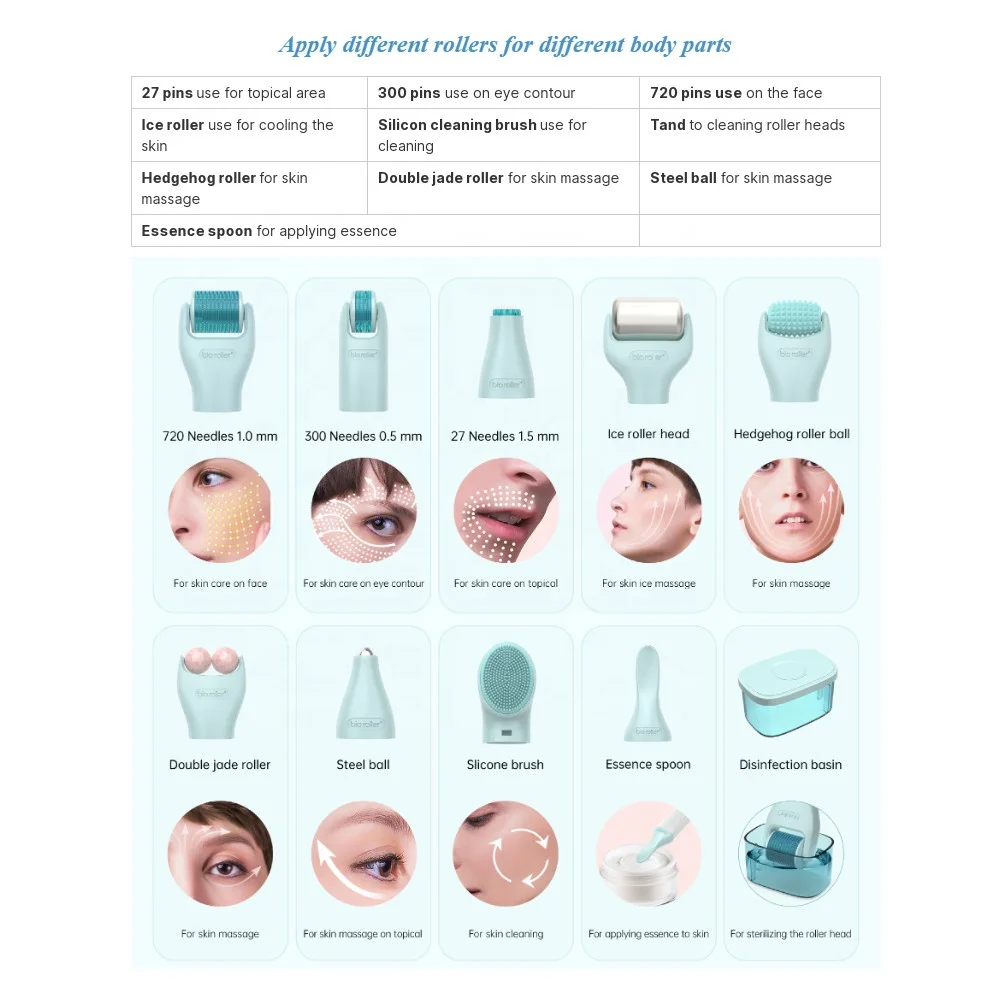 custom logo Bio Roller G10 microneedling Derma roller kit 10 in 1 home use skin care facial tool beauty kit for skin treatment