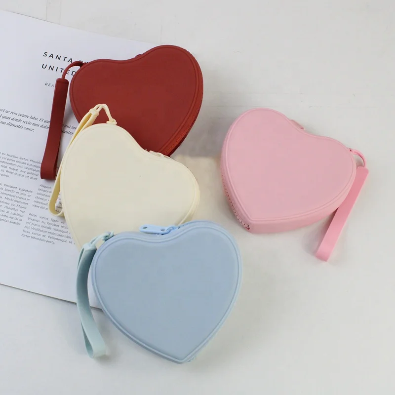 Hot Sales Silicone Heart Shaped Coin Purse Wallet Zipper Purse Mini Coin Pouch Wallet
