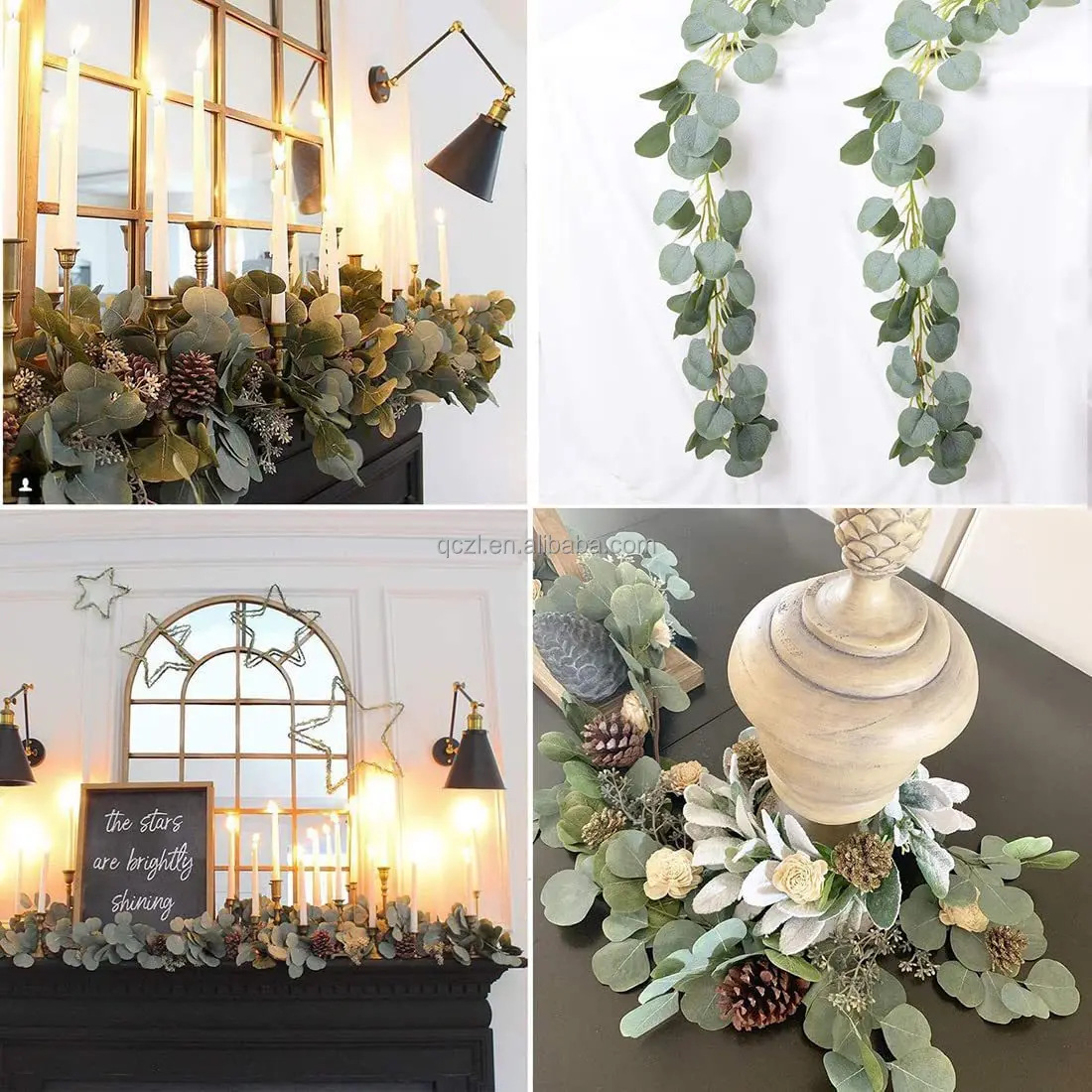 Party Decoration Eucalyptus Leaf Simulation Vine wedding Wall Decoration Plant Willow Leaf with Fruit Simulation Wreath