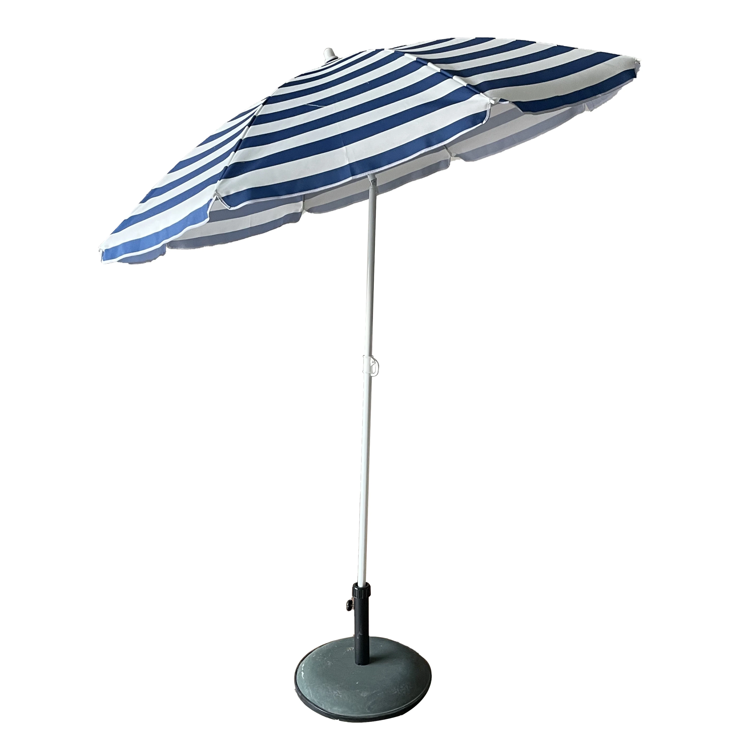 High Quality Navy Blue Stripe Polyester Fabric Custom Design Foldable Outdoor Beach Sunshade Umbrella Adult Carry Bag Manual