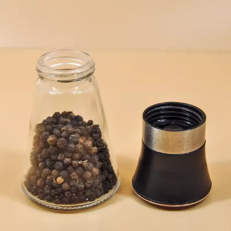 Mini Size 80ml Salt & Pepper Grinder Glass Jar, Pepper Salt Spices Seed Mill Grinder Glass Bottle