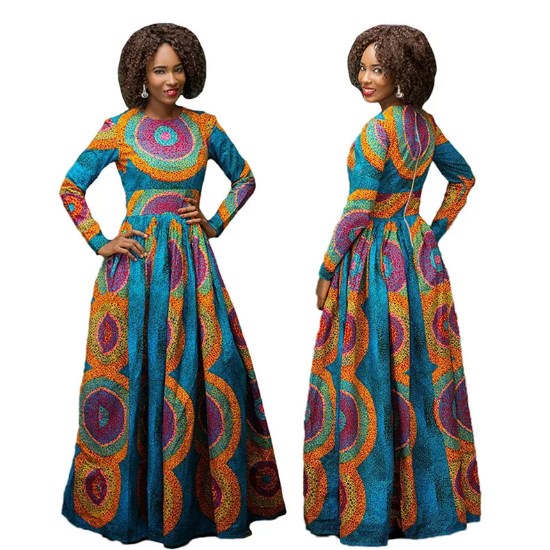 Spring New African Ethnic Dress Cotton Calico Batik Fabric Dress