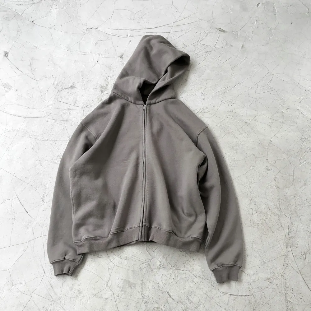 Custom vintage washed Blank Zip Up Black sweatshirt Men Full zip Oversized hooded pullover double zipper Hoodie