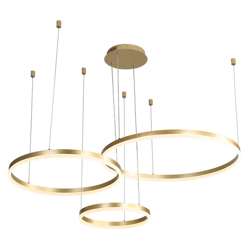 Simple Hanging Ceiling Pendant Light Circle Ring Gold Luxury Modern Led Chandelier For Living Room