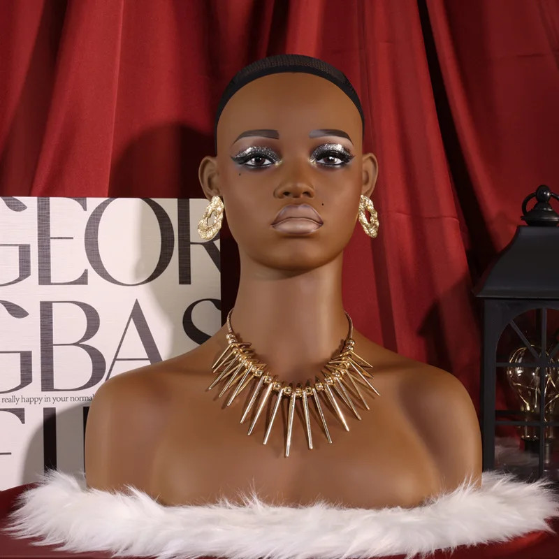 Wholesale New Arrival Mannequin Training Head With Human Hair Makeup wig mannequin with shoulder mannequin for wig display