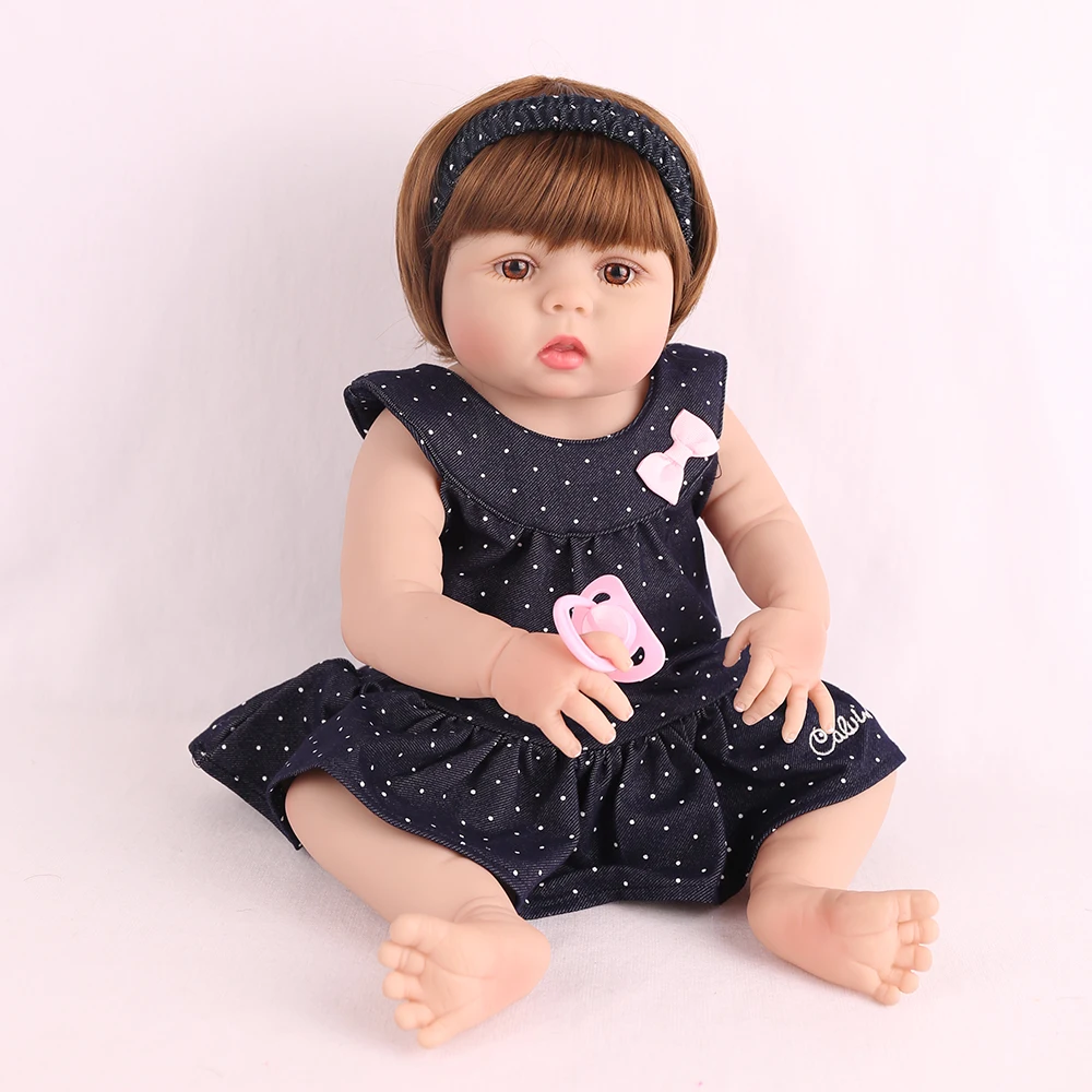 Full Silicone 22inch 55cm Reborn Baby Dolls Lifelike Bebe Realistic Lifelike Menina Kid Boneca Toy lol Grils Gift Cute Toddler
