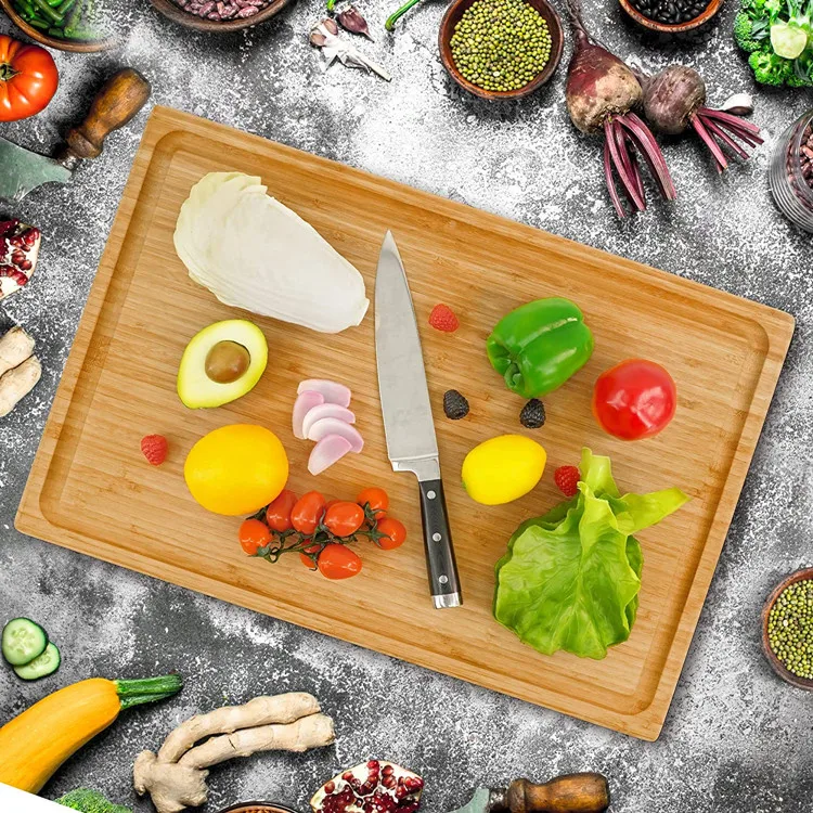 Modern Design Kitchen Extra Large Wood Chopping Butcher Block Bamboo Cutting Board With Handle And Juice Groove