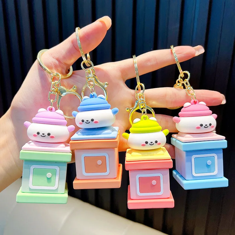 Creative retractable snowman keytag puppy drawstring backpack pendant car keyfob doll machine small gift wholesale keyholder