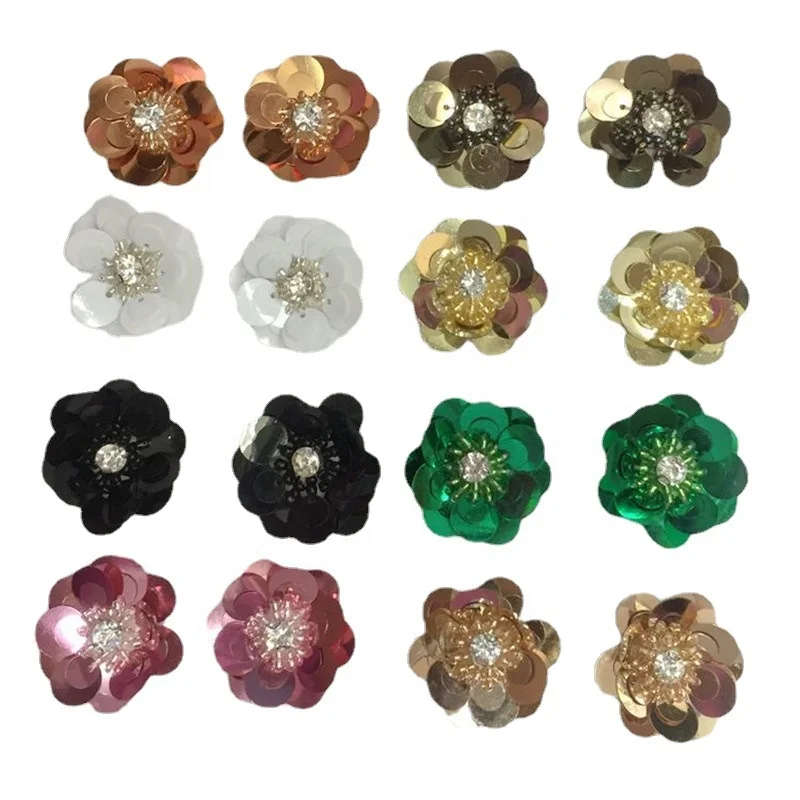 Горячая распродажа красочные прекрасные цветы вышивка нашивка блестящие блестки для платья