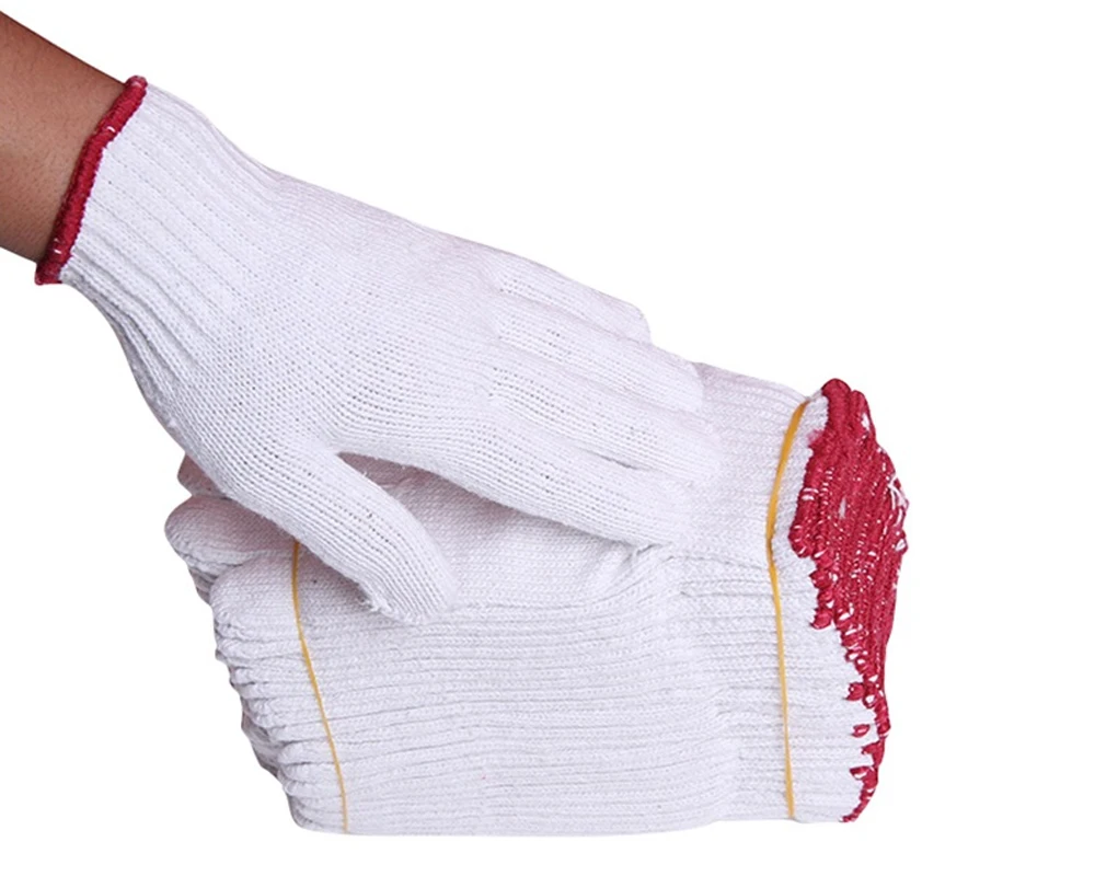 China Wholesale 360-800g/Dozen White Cotton Knitted Gloves Working Reusable Guantes Safety Work Labor Glove for Garden