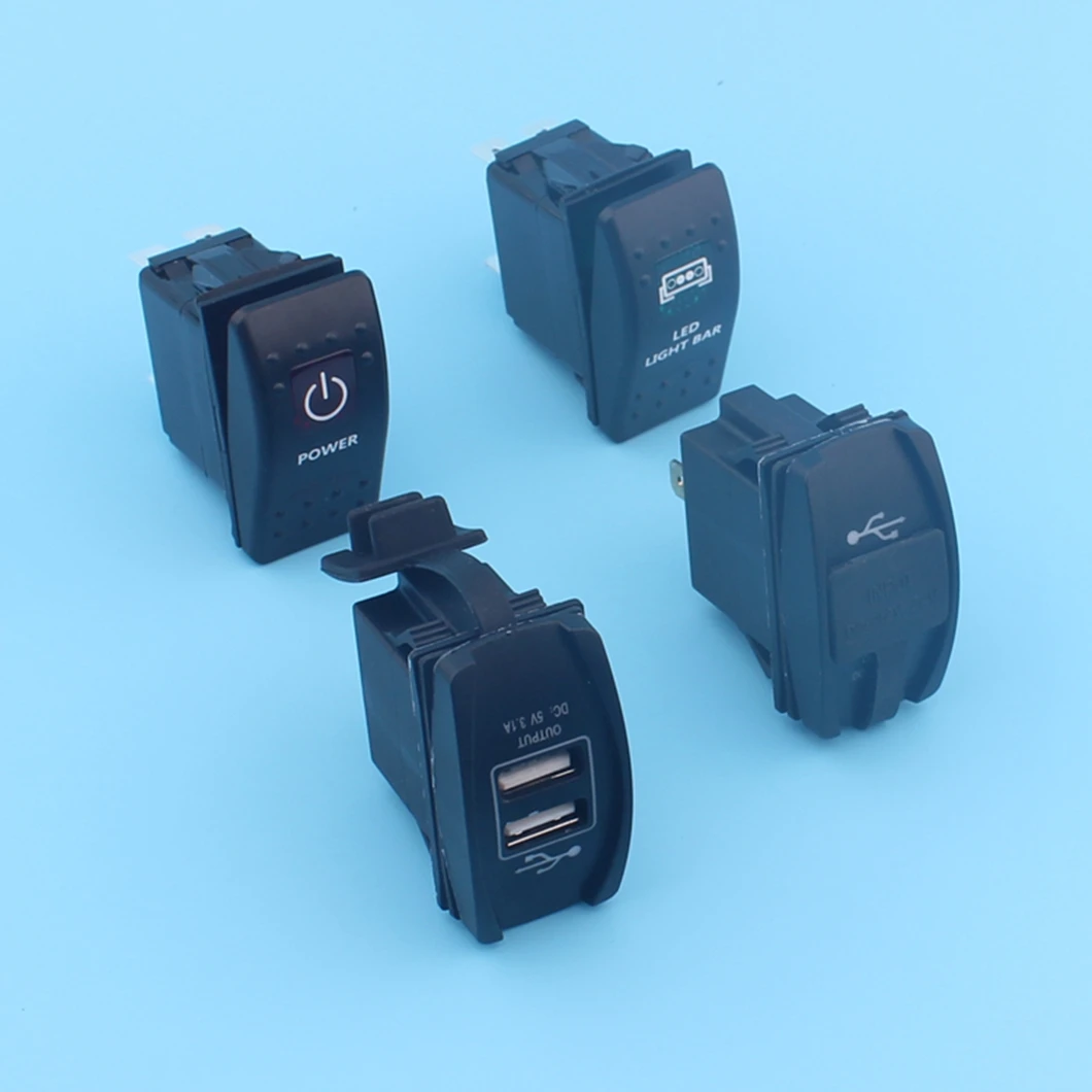 12V white waterproof dual USB automobiles charger adapter socket with the tent digital ammeter and voltmeter