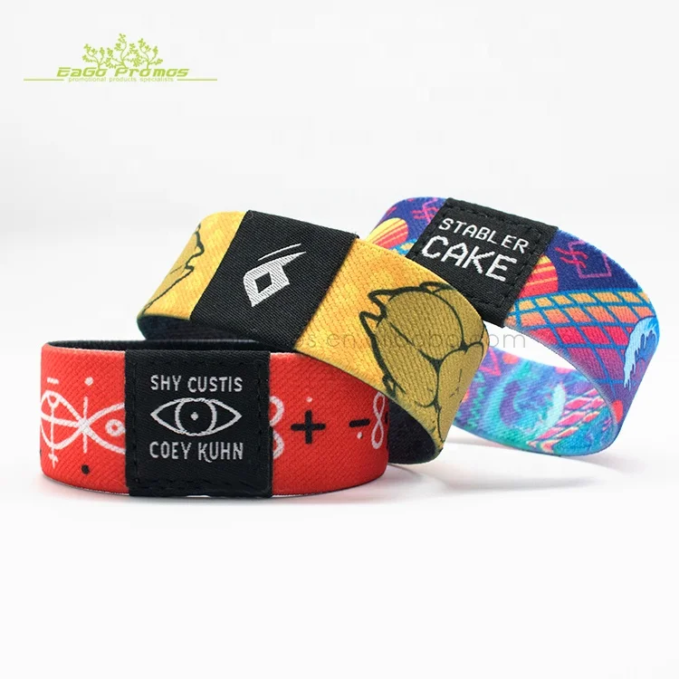 2024 2025 Eco-friendly fancy custom reusable fashionable polyester elastic festival wristband as souvenir gift