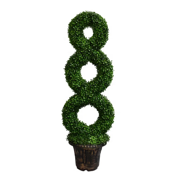 Greenery Boxwood Hedge Artificial Pine Plants Spiral Topiary Trees in Pot for Indoor Outdoor Decoration