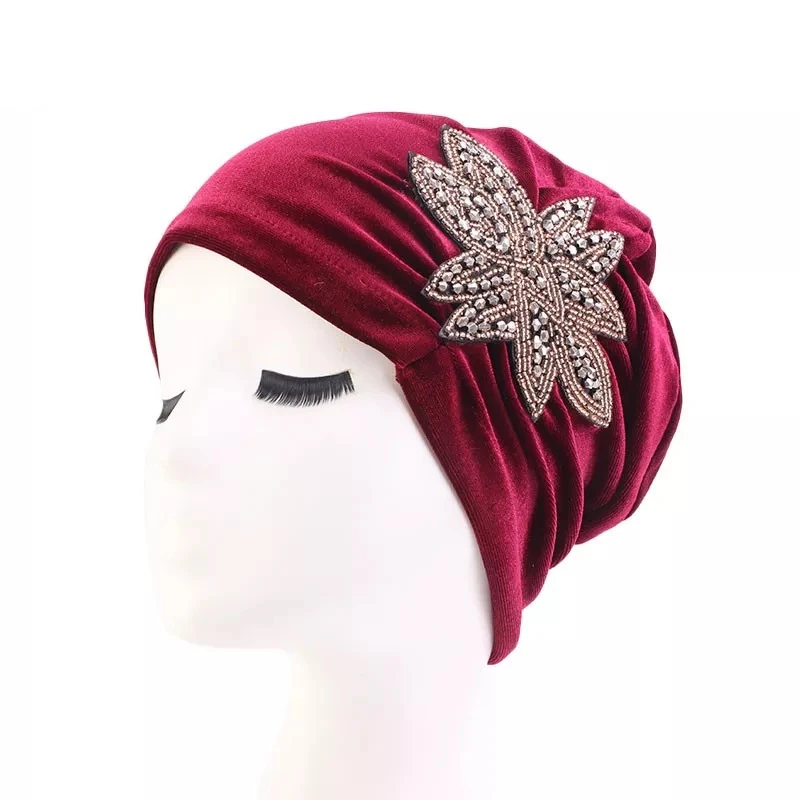 Высококачественный бархатный мусульманский женский головной убор красивые аксессуары с бриллиантами и цветами хиджаб шарф