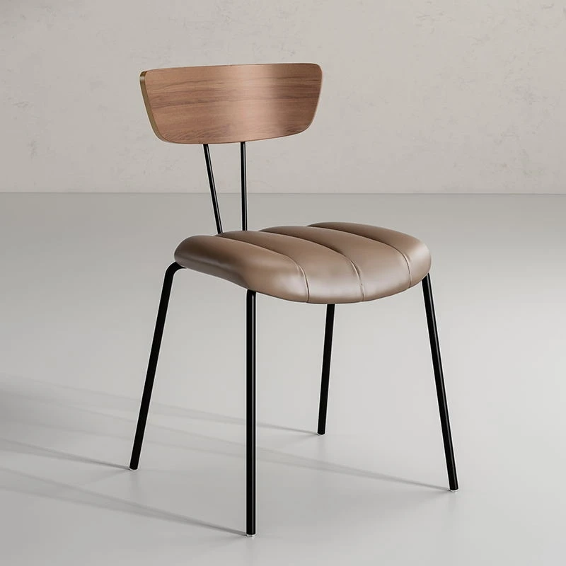 AM-6638 PU LEATHER & METAL LEG PLYWOOD BACK DINING CHAIR