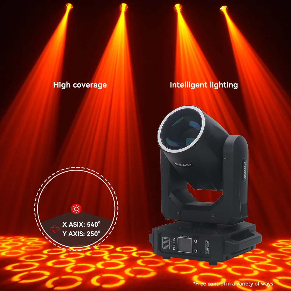 LED Beam Moving Head 200W Gobo Spot Night Club Dj Lights 18Prism Rainbow DMX Sharpy Stage Light Mini Moving Head Light for Event