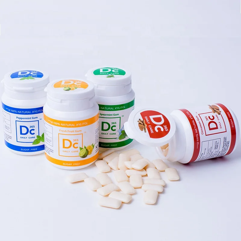 Sugar-free chewing gum with xylitol in a bottle of 45 pcs * 1.2g per pack