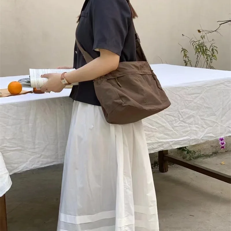 Best Selling Korean Style Canvas Tote Bag with Single Shoulder Strap Large Capacity Crossbody Cotton Shopping Bag