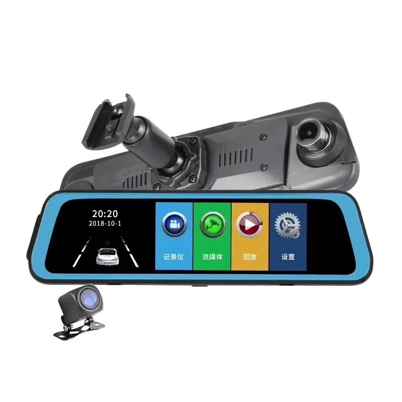 10 inch Dual Mirror Dash Cam Reverse Backup Camera 1080P Front and Rear Cameras Night Vision Driving Recorder