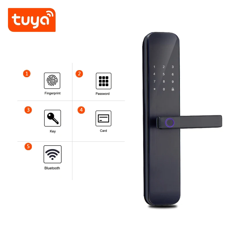 Easy installation Tuya app wifi remote control intelligent fingerprint smart door lock