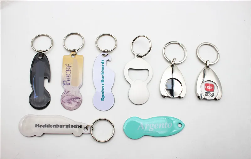 Custom Stainless steel Europe Coin Size Shopping Cart Trolley Solver Token Coin Keychain