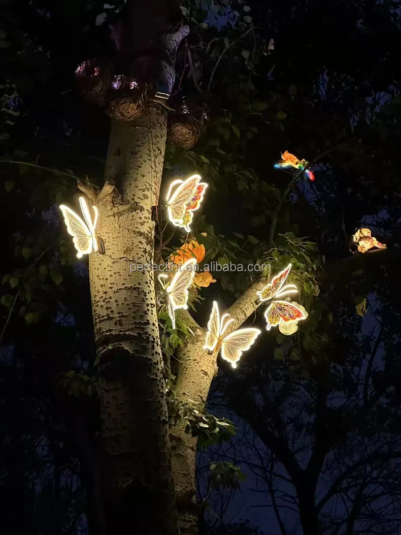Wholesale LED wedding Christmas decoration props garden light electric luminous 40CM butterfly wings mobile outdoor garden light