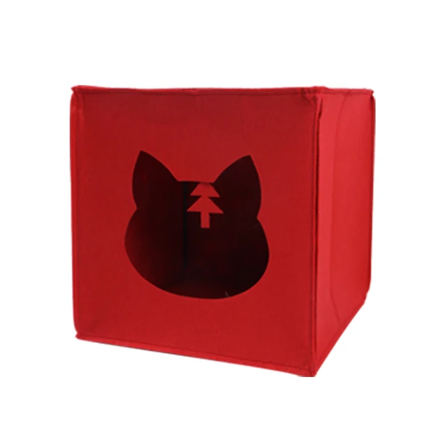Square felt pet nest Four seasons  Christmas Cave Large Bed Hideouts with Felt Cat Cube Insert Pillow Covered Bed Box Shaped