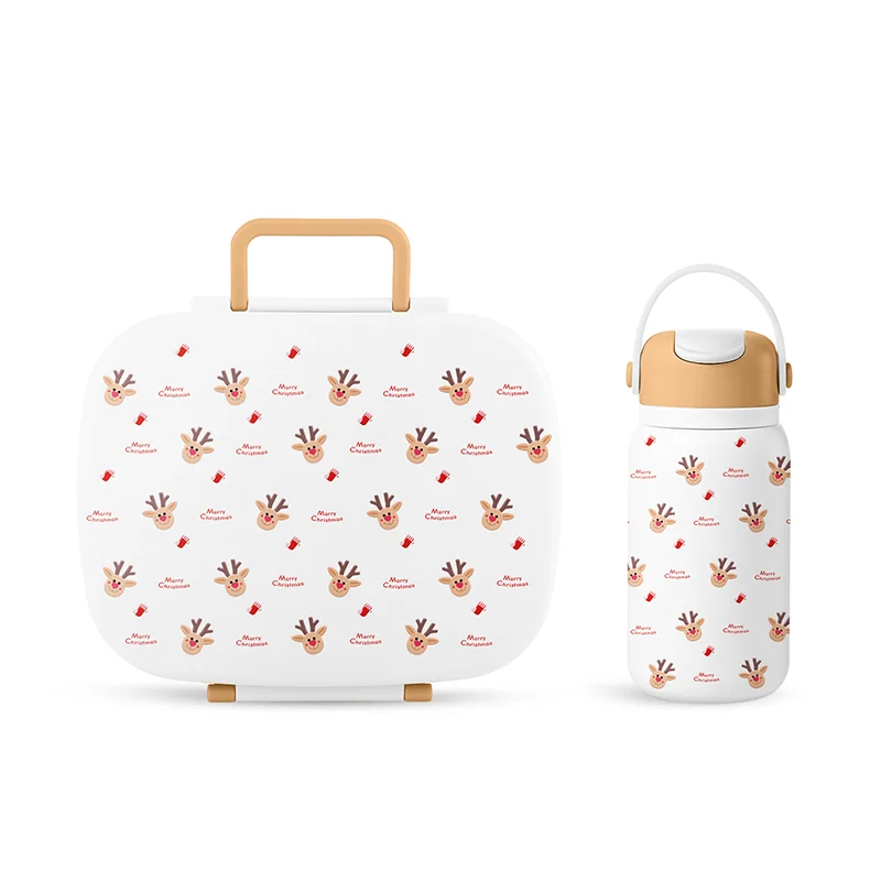 Stainless Steel Water Bottle Plastic Bento Lunch Box for Kids