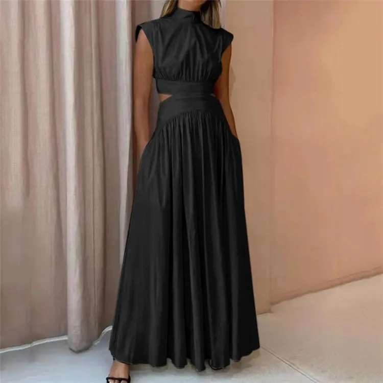 Best Sale Lady Sexy Hollow Out Long Dress Summer Blank Beach Maxi Ankle Dresses For Women Vintage Vesdios