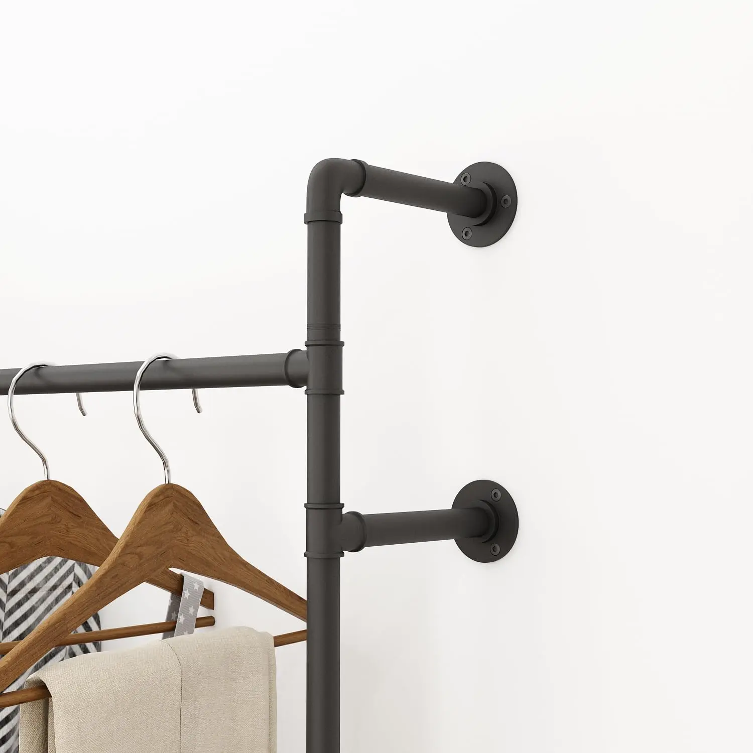 Heavy Duty Clothes Rack for Hanging Clothes Wall Mounted Display Garment Rack for Home Retail Boutique