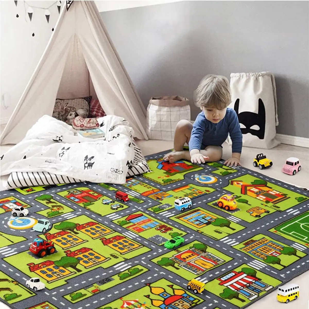 MU Kids carpet playmat rug children educational city traffic road map fun carpet baby play mats custom kids floor gym playmants