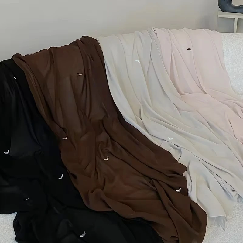 Custom premium Korean chiffon embroidered moon luxury hijab veil wholesale muslim hijab for women