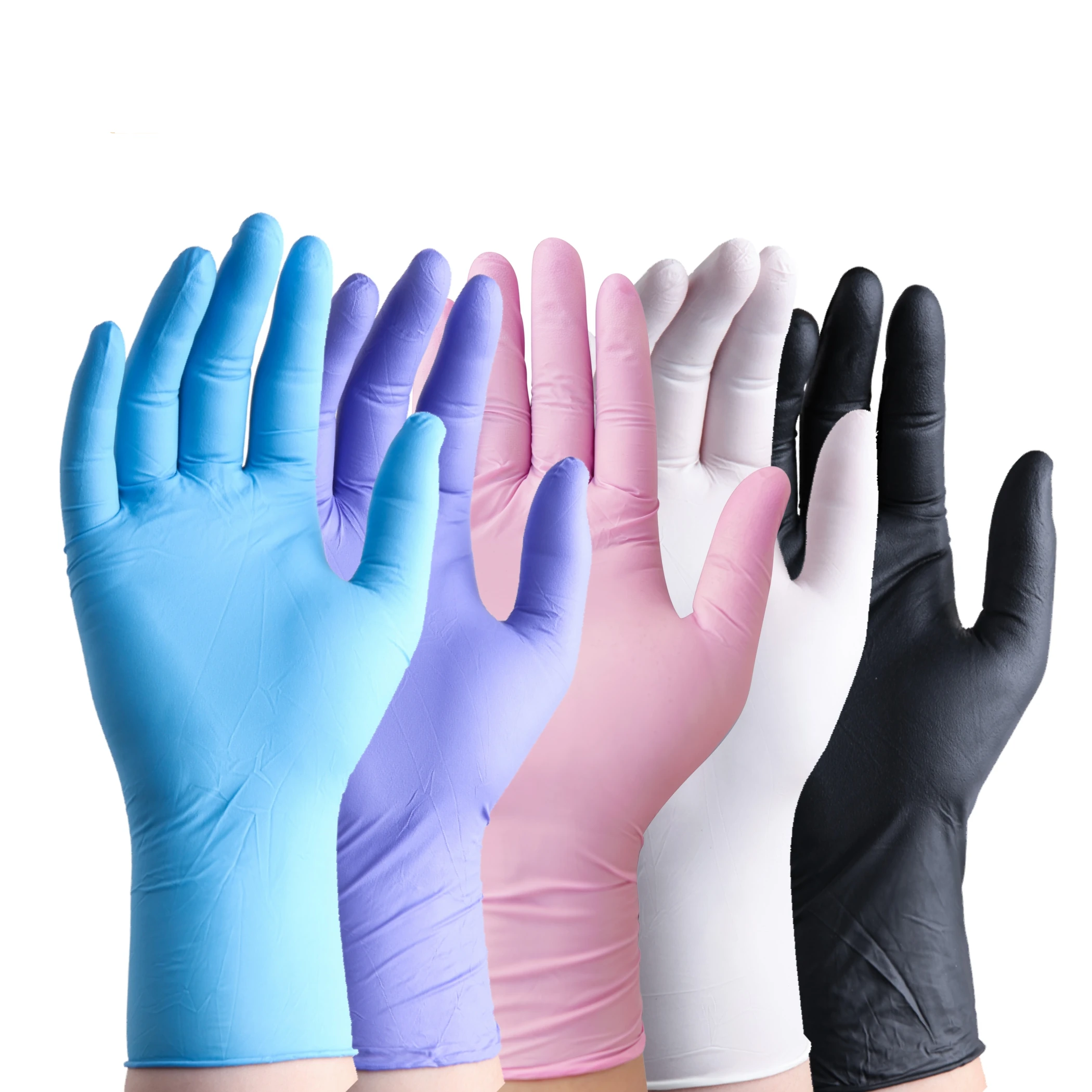 Textured Tattoo Blend Food Grade Butadiene Rubber Disposable Black Pvc Wholesale Nitrile Gloves