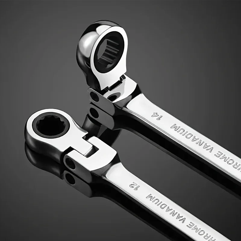 Single Flex Head Ratcheting Wrench Set- Metric Ratchet Combination Wrenches CrV Gear Spanner Set Car Key Wrench Repair Tool Set