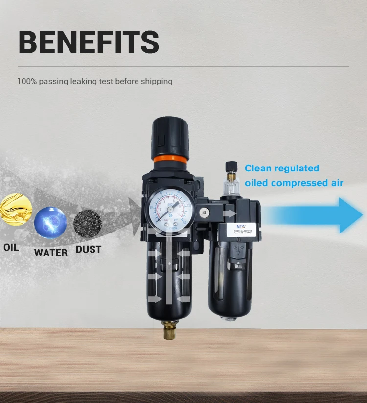 AC Series Aluminum Alloy Air Filter Regulator Lubricator Unit FRL Air Preparation Air Compressor Filter Regulator