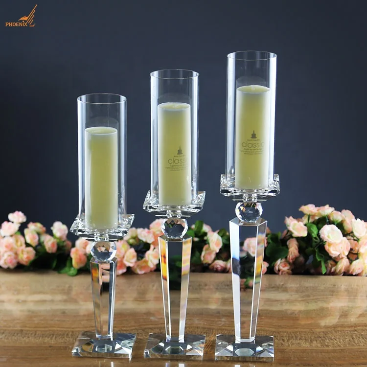 SH-A1020 Home Decorative Pillar Tall Clear Wedding Table Centerpieces Crystal Candle Holders