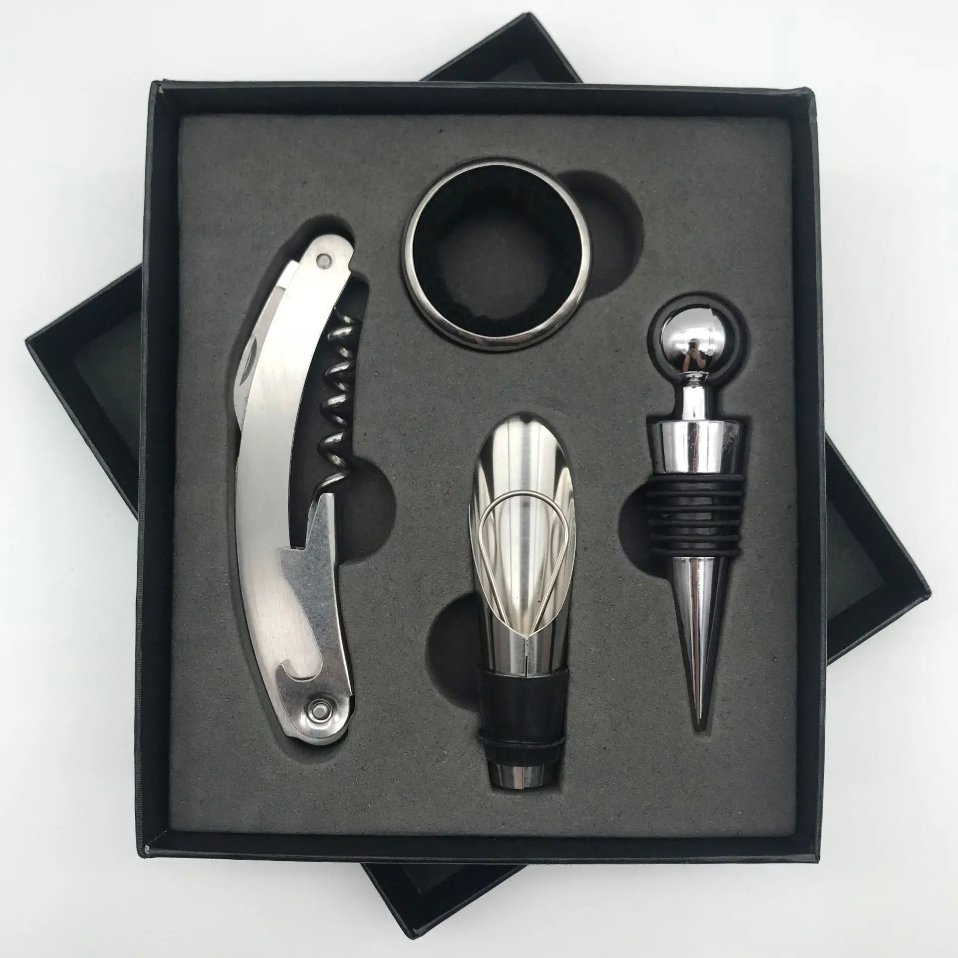 Custom wine bottle opener gift box set 4pcs wine opener set wine corkscrew gift set