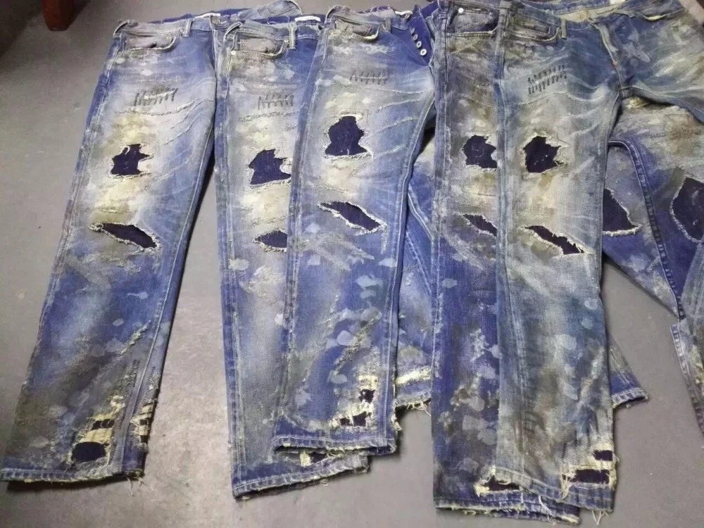 Custom High quality vintage wash distressed cotton Japanese selvedge fabric jeans denim selvedge denim japanese man