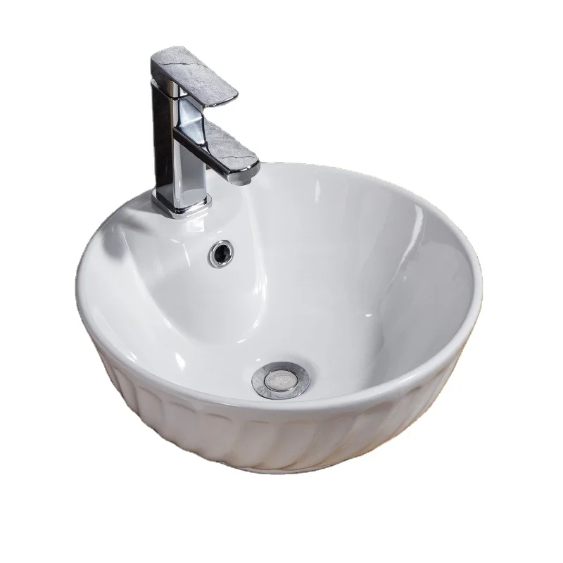 European Single Sink Shell Shape Vessel Sink White Ceramic Counter Top Wash Basin Design