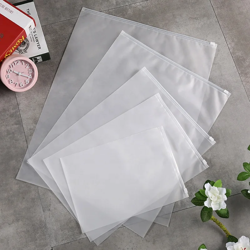 factory supplied slider frosted plastic slider zipper bag for clothing packaging