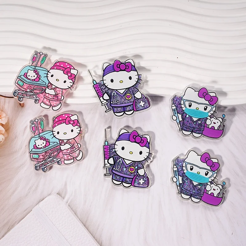 Glitter KT Cartoon acrylic badge Plastic Nurse Accessories Badge Holder acrylic flatback for badge reels Medical Scrub Name Card