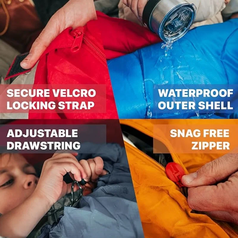 Sleeping Bags for Adults / Kids Cold Weather & Warm - Backpacking Lightweight Compact Camping Essentials Gear Accessories