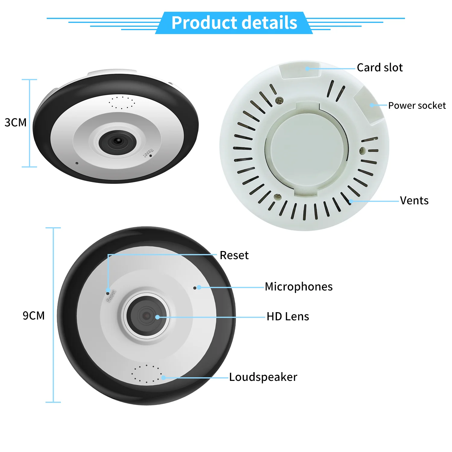 New 5MP HD V380 Pro Fisheye Surveillance Wireless Security WiFi 360 Panoramic CCTV IP Camera